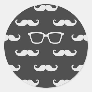 Pegatina Redonda Gafas de sol y bigote
