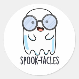 Pegatina Redonda Gafas de susto Chiste de fantasma divertido