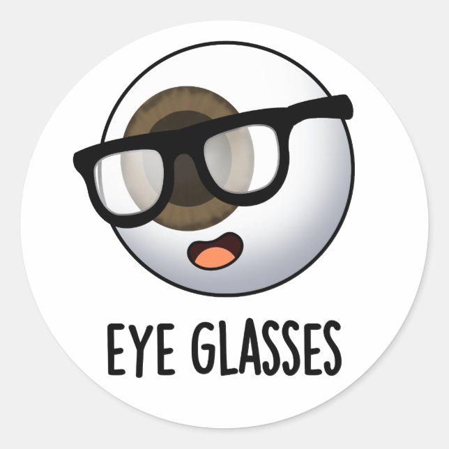 Pegatina Redonda Gafas divertidos chistes de globo ocular  (Anverso)