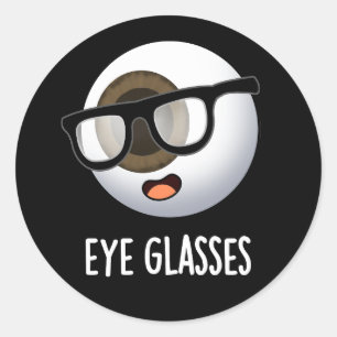 Pegatina Redonda Gafas divertidos chistes de globo ocular Fondo osc