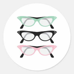 Pegatina Redonda Gafas retro