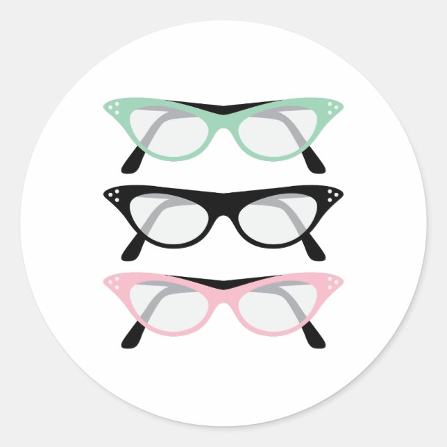 Pegatina Redonda Gafas retro (Anverso)