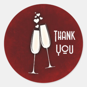 Pegatina Redonda Gafas y corazones de champán