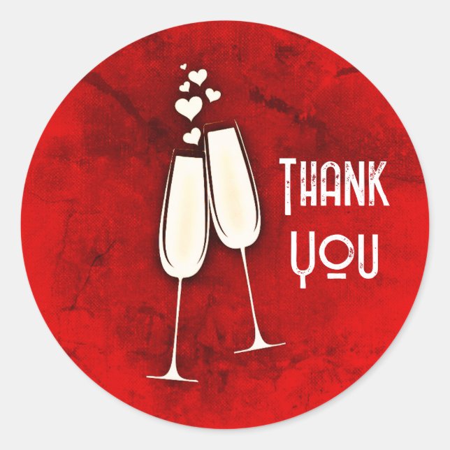 Pegatina Redonda Gafas y corazones de champán (Anverso)