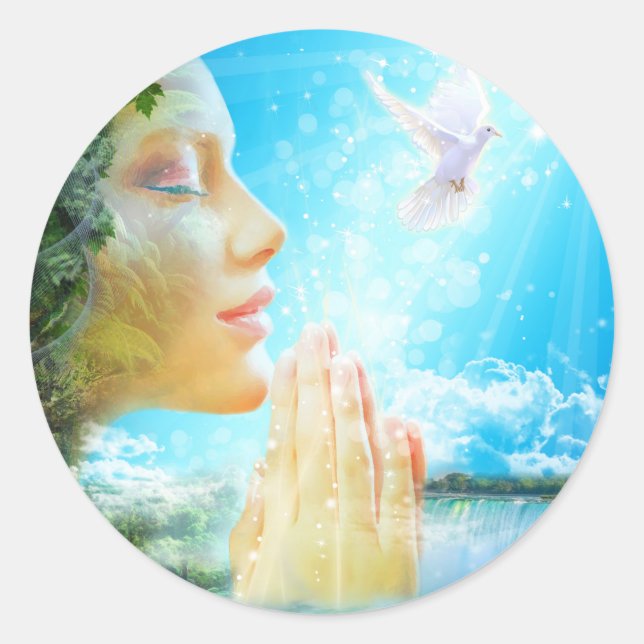 Pegatina Redonda Gaia - el espíritu de la Tierra viva (Anverso)