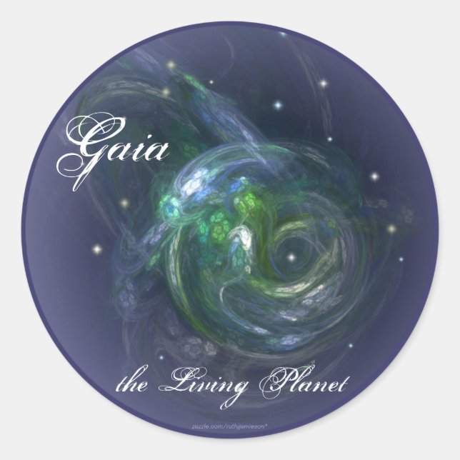 PEGATINA REDONDA GAIA EL PLANETA VIVO (Anverso)