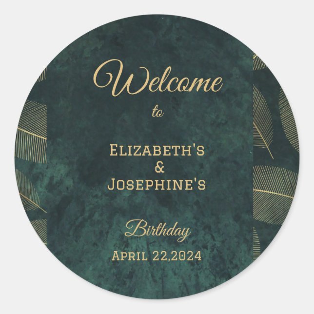 Pegatina Redonda Gala de cumpleaños doble conjunta para adultos (Anverso)