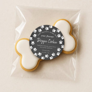 Pegatina Redonda Galardonado, galletita de perrito blanco
