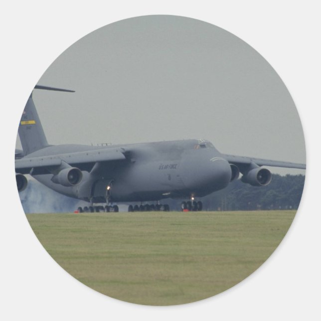 Pegatina Redonda Galaxia C-5B bloqueada, aterrizaje (Anverso)