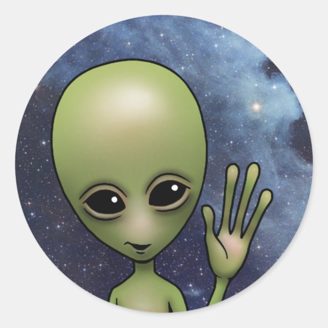 Pegatina Redonda Galaxia de estadios de ciencia ficción de Little G (Anverso)