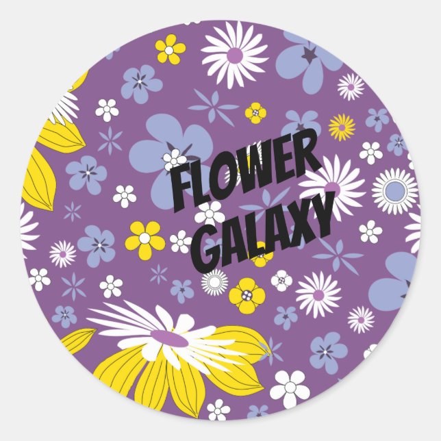 Pegatina Redonda Galaxia de flores personalizares (Anverso)