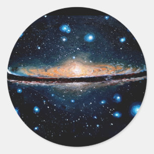 Pegatina Redonda Galaxia de Sombrero