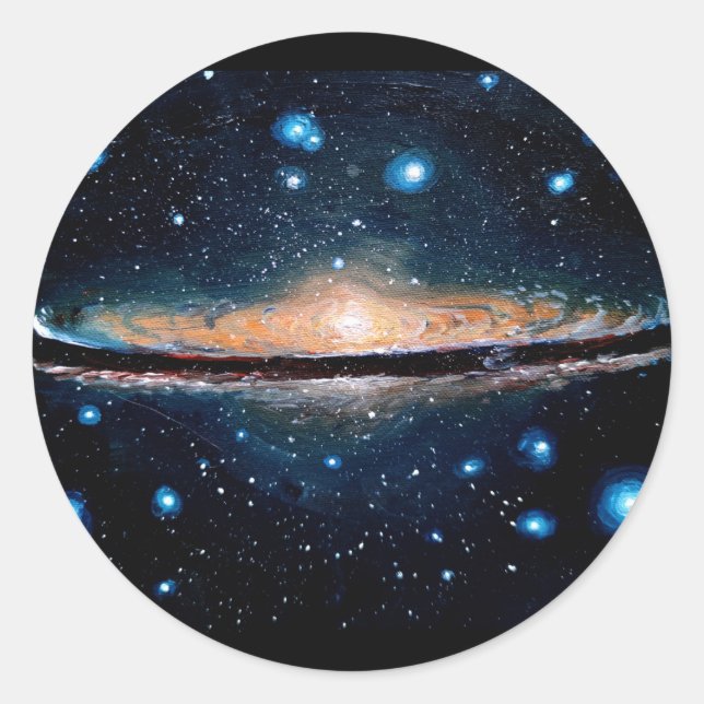 Pegatina Redonda Galaxia de Sombrero (Anverso)