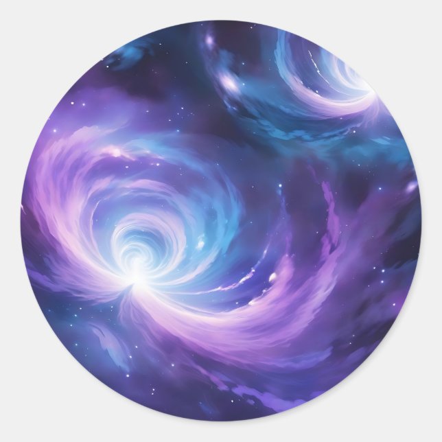 Pegatina Redonda Galaxia de Sueño Cósmico (Anverso)