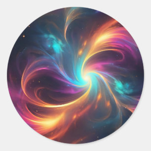 Pegatina Redonda Galaxia de Swirl Abstracta Colorida