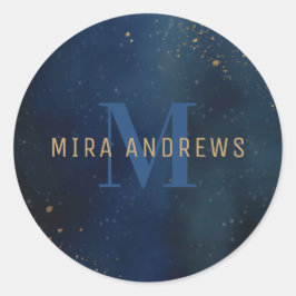 Pegatina Redonda Galaxia dorada