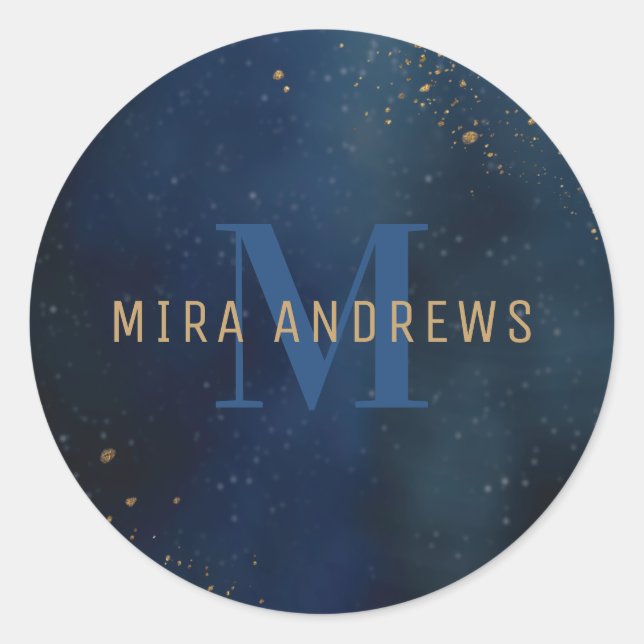 Pegatina Redonda Galaxia dorada (Anverso)