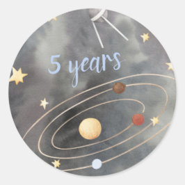 Pegatina Redonda Galaxia Espacio Buque Cupcake Topper