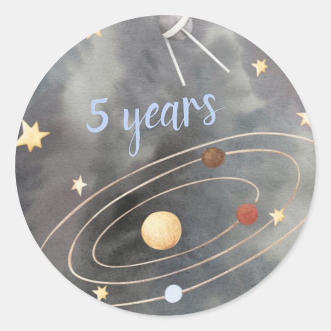 Pegatina Redonda Galaxia Espacio Buque Cupcake Topper (Anverso)