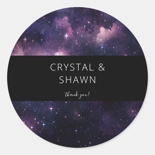 Pegatina Redonda Galaxia Espacio Ultraterrestre Gracias (Anverso)