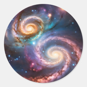 Pegatina Redonda Galaxia espiral de estrellas