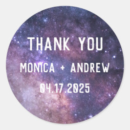 Pegatina Redonda Galaxia Estrellas del Espacio Ultraterrestre Starr