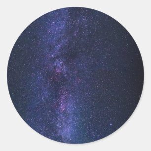 Pegatina Redonda Galaxia Infinita Azul