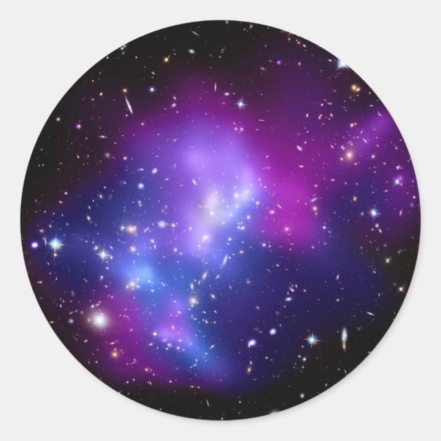 Pegatina Redonda Galaxy Cluster MACS J0717 (Telescopio Hubble) (Anverso)