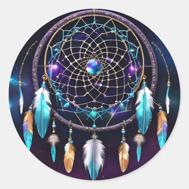 Pegatina Redonda Galaxy Dreamcatcher (Anverso)