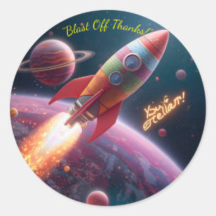 Pegatina Redonda Galaxy Explorers – Fuera de Este Mundo Gracias Sti