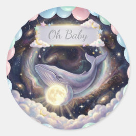 Pegatina Redonda Galaxy Whale Oh Baby Cupcake Stickers
