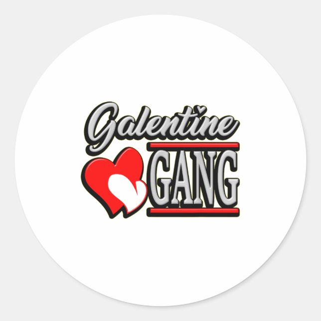 Pegatina Redonda Galentine Gang Funny Valentines Day With The Gir  (Anverso)