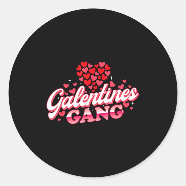 Pegatina Redonda Galentines Gang - Galentine's Day Gals Sisterhood  (Anverso)