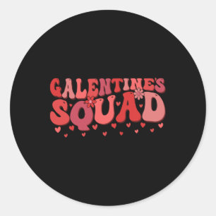 Pegatina Redonda Galentines Squad Gang San Valentín Divertido Galen