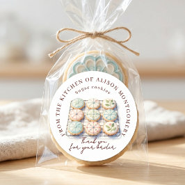Pegatina Redonda Galería de Galletas de Azúcar Pastel Acuarela Grac
