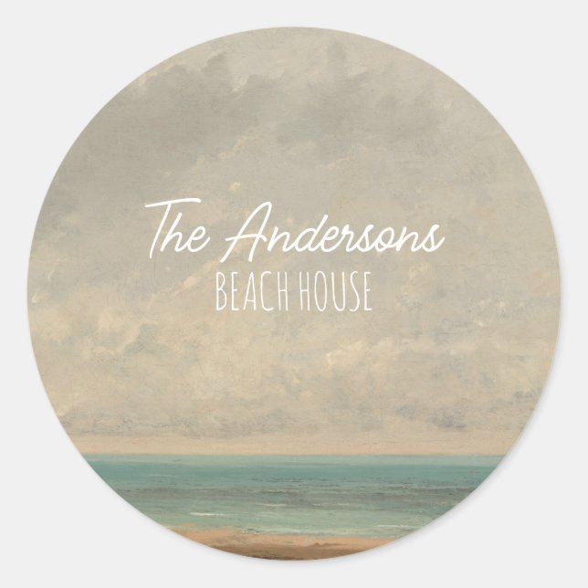 Pegatina Redonda Galería Nacional Gustave Courbet del Mar Tranquilo (Anverso)