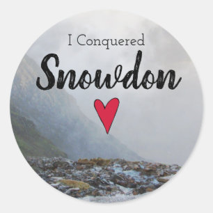 Pegatina Redonda Gales conquistó souvenir de Snowdon Welsh Stream