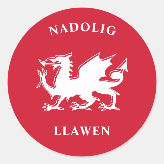 Pegatina Redonda Gales Feliz Navidad Simple Celta Nadolig Llawen (Anverso)