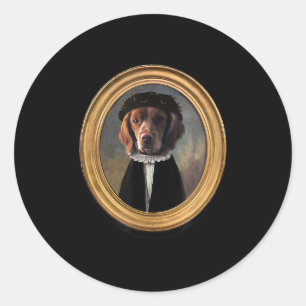 Pegatina Redonda Galesa Springer Spaniel Renaissance Painting Dog