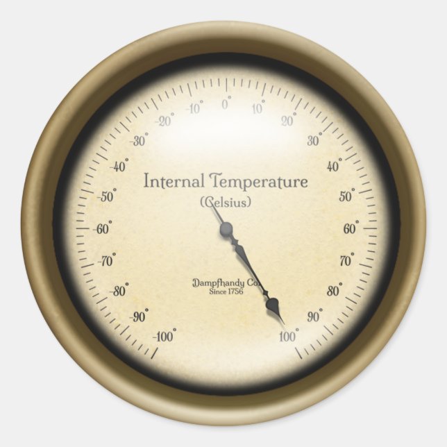 Pegatina Redonda Gálibo de temperatura interna Steampunk Industrial (Anverso)