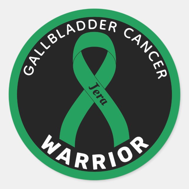 Pegatina Redonda Gallbladder Cancer Warrior Ribbon Black (Anverso)