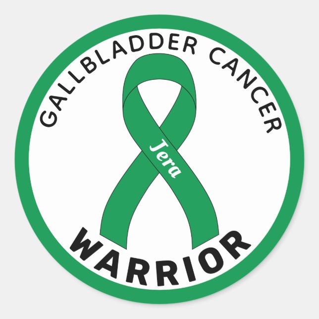 Pegatina Redonda Gallbladder Cancer Warrior Ribbon White (Anverso)