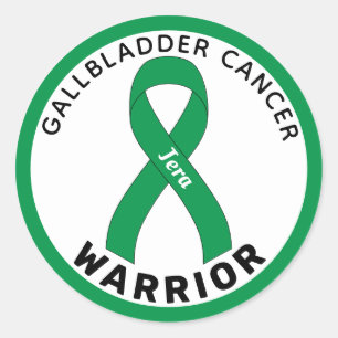 Pegatina Redonda Gallbladder Cancer Warrior Ribbon White