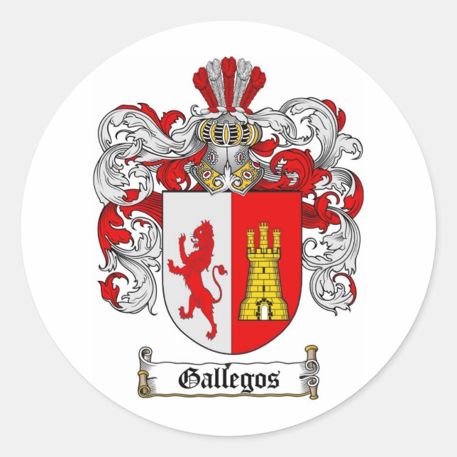PEGATINA REDONDA GALLEGOS FAMILIAR CREST - GALLEGOS RECUBRIMIENTO D (Anverso)
