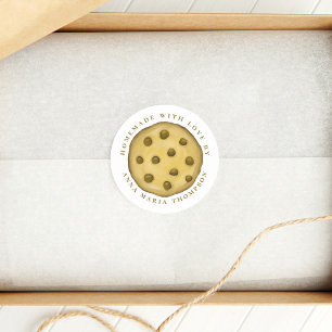Pegatina Redonda Galleta Bonita Caprichosa Hecha en Casa con Amor 