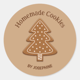Pegatina Redonda Galleta con forma de árbol de pan de jengibre - Ga