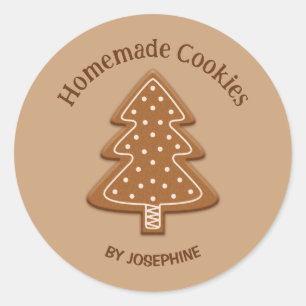 Pegatina Redonda Galleta con forma de árbol de pan de jengibre - Ga