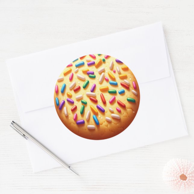 Pegatina Redonda Galleta de azúcar con sprinkles (Sobre)