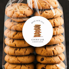 Pegatina Redonda Galleta de chips de chocolate acuarela Panadería