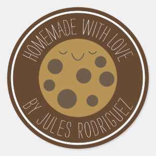 Pegatina Redonda Galleta de chocolate casera y adorable